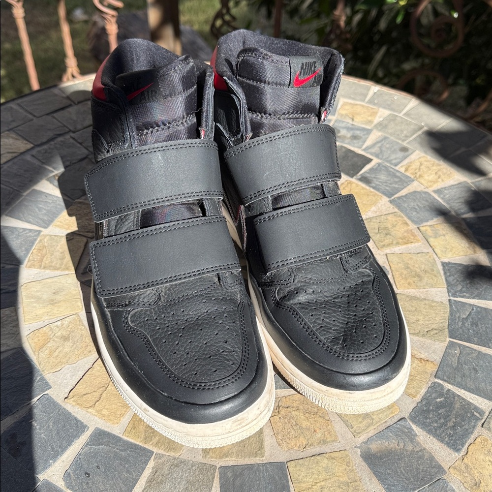 Black and Red High-Top Jordan Sneakers